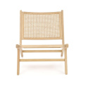Halmar FODEN 2 fotel wypoczynkowy, naturalny, materiał: drewno lite - jesionowe / rattan naturalny