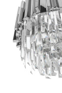 LAMPA WISZĄCA OWALNA SREBRNA IMPERIAL LONG SILVER 90 - stal szczotkowana kryształ 18 x E14 KING HOME