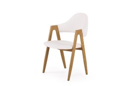 Halmar K247 krzesło biały - dąb miodowy ekoskóra + stal