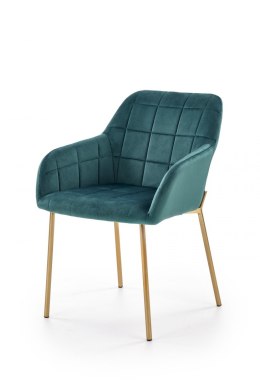 Halmar K306 krzesło z podłokietnikami pikowaneCiemny zielony tkanina / Złoty