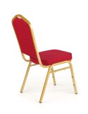 Halmar K66 krzesło bordowy, stelaż złoty, bankietowe, konferencyjne, do sali weselnej