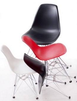D2.DESIGN Krzesło JuniorP016 czarne, chrom. nogi