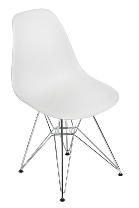 D2.DESIGN Krzesło P016 PP tworzywo light grey jasne szare, chromowane nogi metalowe funkcjonalne i wygodne