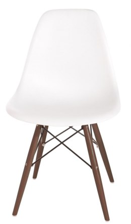 D2.DESIGN Krzesło P016W tworzywo PP białe/dark, nogi drewno naturalne ciemne