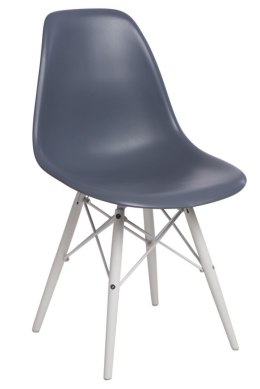 D2.DESIGN Krzesło P016W PP tworzywo szare dark grey/white biała podstawa drewno bukowe