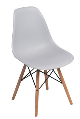 D2.DESIGN Krzesło P016W PP tworzywo jasny szary light grey, drewniane nogi naturalny