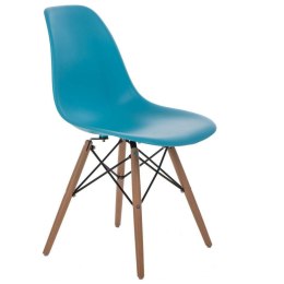 D2.DESIGN Krzesło P016W PP niebieskie, drewniane nogi