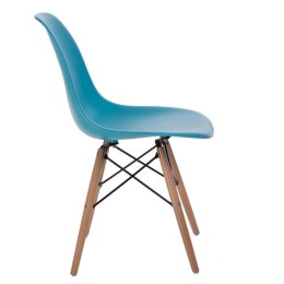 D2.DESIGN Krzesło P016W PP niebieskie, drewniane nogi