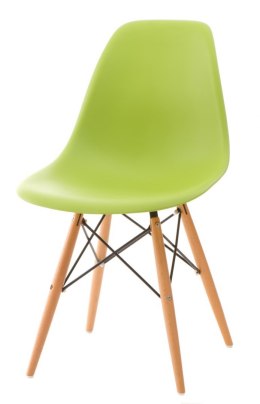 D2.DESIGN Krzesło P016W PP tworzywo zielone, drewniane nogi naturalny wygodne i funkcjonalne