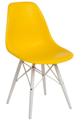D2.DESIGN Krzesło P016W PP tworzywo żółte/white podstawa drewno bukowe biały
