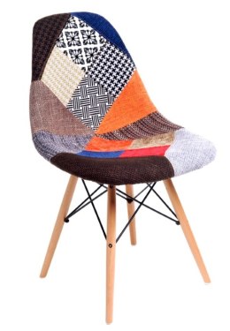 D2.DESIGN Krzesło P016W patchwork, drewniane nogi