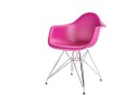 D2.DESIGN Krzesło P018 PP tworzywo różowe chromowane nogi metalowe H F z podłokietnikami