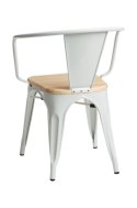 D2.DESIGN Krzesło Paris Arms Wood metalowe białe, siedzisko sosna naturalna