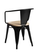 D2.DESIGN Krzesło Paris Arms Wood czarne metal lakierowany drewno sosna naturalna z podłokietnikami