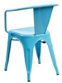 D2.DESIGN Krzesło Paris Arms niebieskie metalowe, inspirowane Tolix, można sztaplować