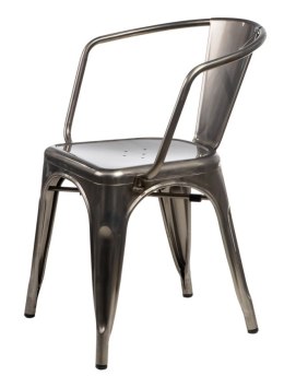 D2.DESIGN Krzesło Paris Arms w kolorze metalu inspirowane Tolix, metalowe, sztaplowanie