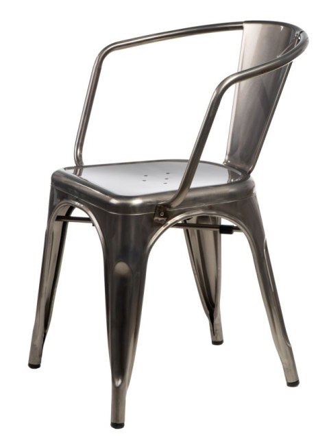D2.DESIGN Krzesło Paris Arms w kolorze metalu inspirowane Tolix, metalowe, sztaplowanie