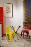 D2.DESIGN Krzesło Paris Arms żółte, metalowe inspirowane Tol ix, można sztaplować