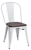 D2.DESIGN Krzesło Paris Wood metalowe białe siedzisko drewno sosna szczot. orzech