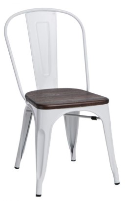 D2.DESIGN Krzesło Paris Wood metalowe białe siedzisko drewno sosna szczot. orzech