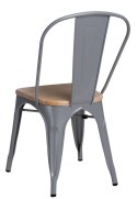 D2.DESIGN Krzesło Paris Wood metalowe szare siedzisko drewno sosna naturalna do kuchni jadalni recepcji restauracji