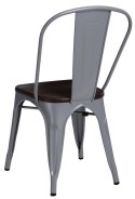 D2.DESIGN Krzesło Paris Wood szare metalowe siedzisko drewno sosna szczotkowana kolor orzech