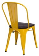D2.DESIGN Krzesło Paris Wood metalowe żółte drewniane siedzisko sosna szczot. kolor orzech do restauracji jadalni recepcji