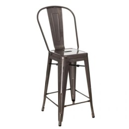D2.DESIGN Stołek barowy Hoker Paris Back metalowy inspirowany Tolix Krzesło barowe metal postarzany widoczne przetarcia i rdza