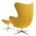D2.DESIGN Fotel Jajo Velvet żółty z podnóżkiem