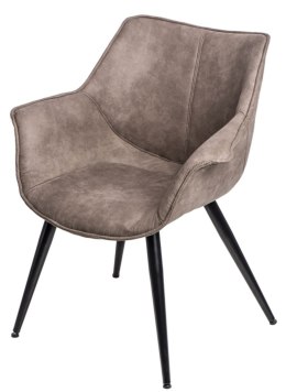 Intesi Krzesło Lord brązowe 1024 zamsz ekologiczny nogi metal malowany proszkowo czarne z podłokietnikami