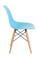 D2.DESIGN Krzesło P016W PP tworzywo niebieski ocean blue, drewniane nogi ergonomiczne i wygodne