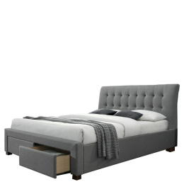 HALMAR łóżko PERCY 160x200 z szufladami popiel tkanina lite drewno orzech