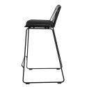 Intesi Hoker Krzesło barowe Dill Low metalowe czarne z czarną poduszką na rzepy ekoskóra można sztaplować