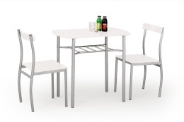 Halmar LANCE zestaw: stół + 2 krzesła, blat i siedziska MDF laminowany biały stelaże stal malowana proszkowo