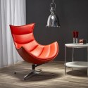 Halmar LUXOR fotel wypoczynkowy czerwony materiał: ekoskóra kompozytowa / stal nierdzewna