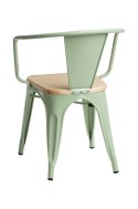 D2.DESIGN Krzesło Paris Arms Wood metalowe zielone, drewno sosnowe - naturalny