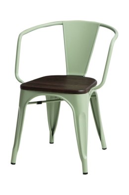 D2.DESIGN Krzesło Paris Arms Wood metalowe zielone, drewno sosnowe szczotkowane kolor orzech
