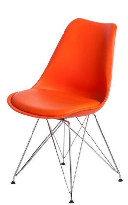 Intesi Krzesło Norden DSR PP pomarańczowe 1614 tworzywo poduszka na siedzisku ekoskóra podstawa metal chromowany