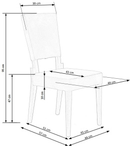 Halmar SORBUS krzesło, tapicerka - popielaty, nogi - grafitowe, materiał: drewno lite bukowe / tkanina