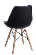 Intesi Krzesło Norden DSW PP czarne 1627 tworzywo poduszka na siedzisku ekoskóra nogi drewno naturalny + metal czarny