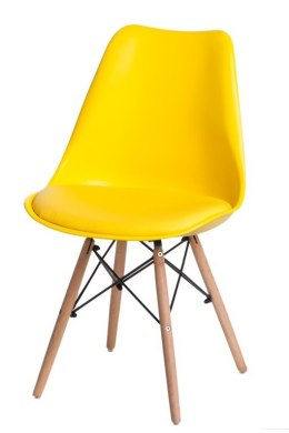 Intesi Krzesło Norden DSW PP żółte 1610 tworzywo poduszka ekoskóra na siedzisku nogi drewno naturalny + metal czarny
