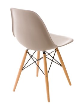 D2.DESIGN Krzesło P016W PP tworzywo beżowy mild grey, drewniane nogi wygodne i stabilne