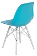 D2.DESIGN Krzesło P016W PP tworzywo niebieskie ocean blue/white podstawa drewno bukowe biały