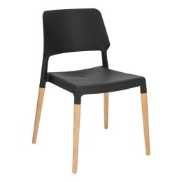 Intesi Krzesło Cole czarne siedzisko i oparcie tworzywo PP nogi drewno bukowe olejowane krzesło można sztaplować