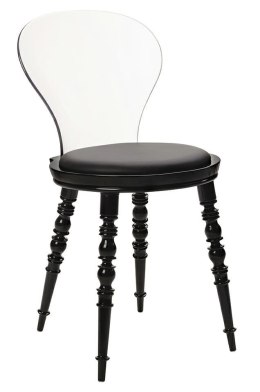 King Home Krzesło SLIP czarne - polipropylen oparcie transparentne miękka poduszka skóra ekologiczna
