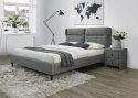 Halmar łóżko podwójne SANTINO 160x200 tapicerka tkanina popiel drewno lite orzech