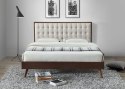 Halmar łóżko SOLOMO tkanina beżowy / orzech lite drewno kauczukowe 160x200