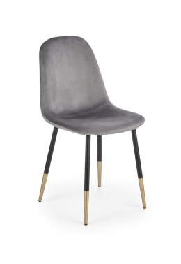 Halmar K379 krzesło do jadalni Popielate tkanina velvet/stelaż metal Czarny+Złoty
