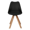 Intesi Krzesło Norden Star Square PP czarne1627 tworzywo ekoskóra poduszka nogi lite drewno bukowe naturalny
