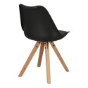 Intesi Krzesło Norden Star Square PP czarne1627 tworzywo ekoskóra poduszka nogi lite drewno bukowe naturalny